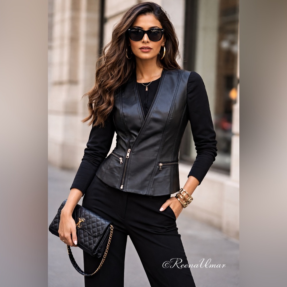 BCBGMAXAZRIA “Owen” Black Faux Leather Moto Jacket | XXS